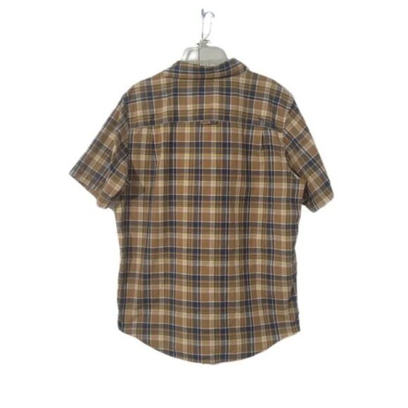 Marmot Men's Size Large Plaid Short-sleeve Performance Woven Shirt Brown & Blue - Picture 3 of 9